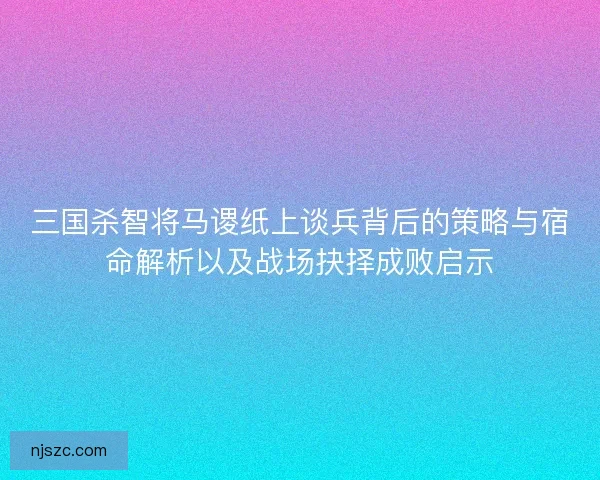 三国杀智将马谡纸上谈兵背后的策略与宿命解析以及战场抉择成败启示